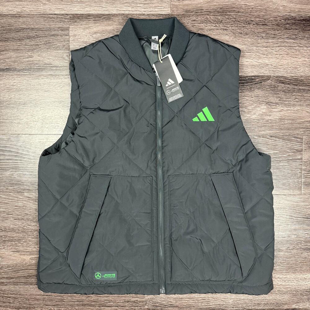 Adidas X Mercedes Puffer Vest Men's Large Dark Gray Green F1 Team AMG Petronas